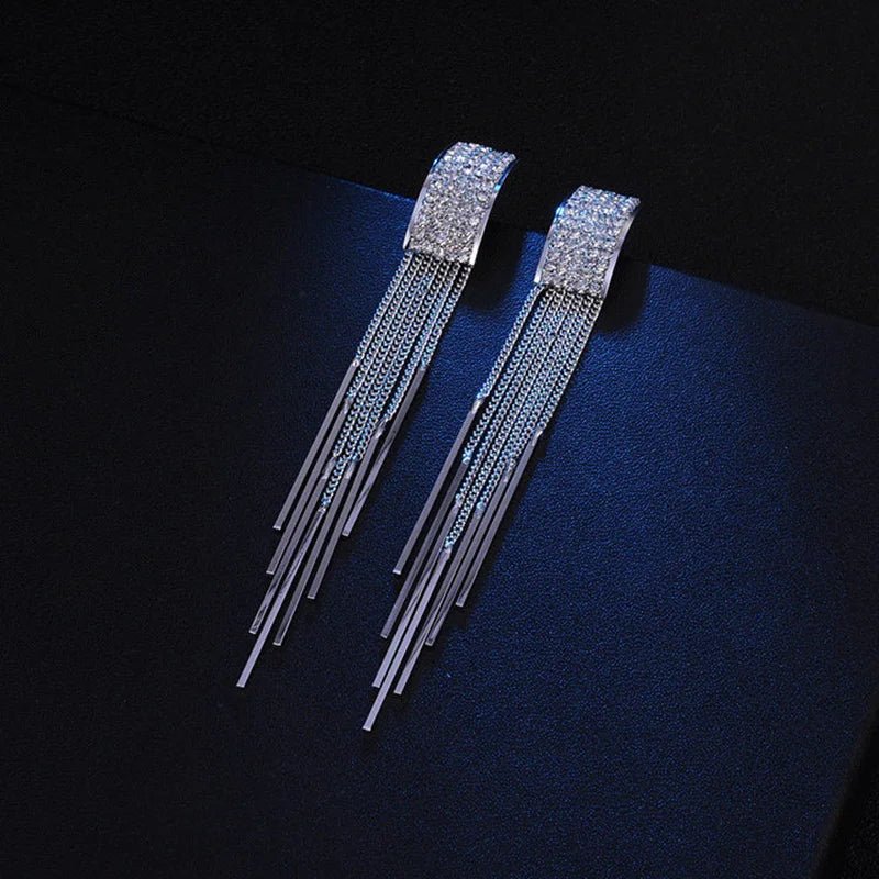 2019 New Gold Color Long Crystal Tassel clip on Earrings Without Piercing for Women Wedding Brinco Fashion Jewelry Gifts - BKR LINE