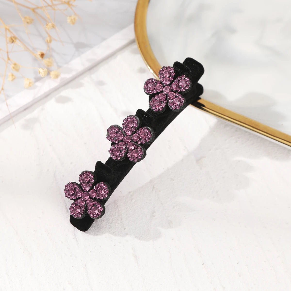 AWAYTR New Fashion Sparkling Crystal Stone Hairpin 3 Flower Hair Clips For Women Braided Hair Duckbill Hair Claw Headwear - BKR LINE