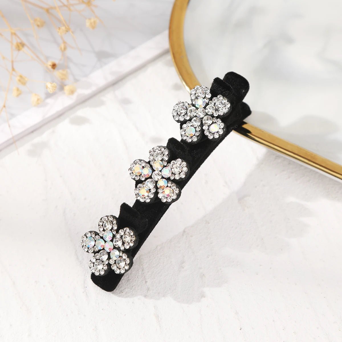 AWAYTR New Fashion Sparkling Crystal Stone Hairpin 3 Flower Hair Clips For Women Braided Hair Duckbill Hair Claw Headwear - BKR LINE