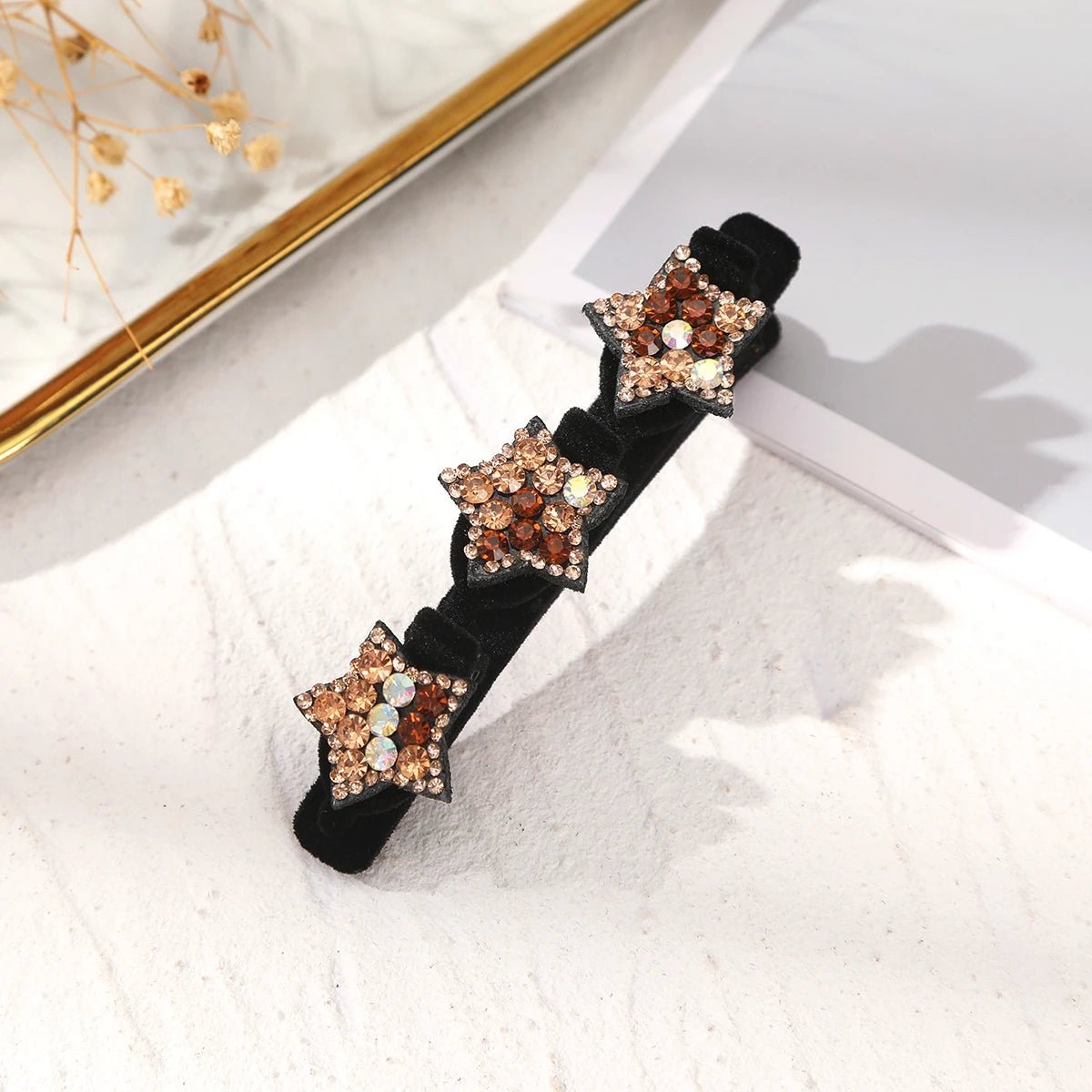 AWAYTR New Fashion Sparkling Crystal Stone Hairpin 3 Flower Hair Clips For Women Braided Hair Duckbill Hair Claw Headwear - BKR LINE