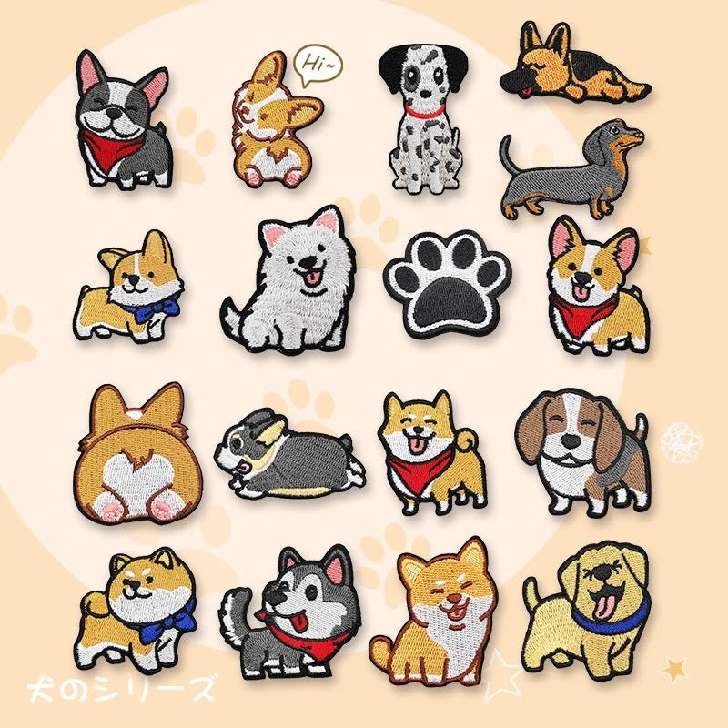 Cartoon Puppy Corgi Embroidery Stickers Cute Pet Dog Patches DIY Ironing Dachshund Patch Badges Samoyed Patches for clothing - BKR LINE